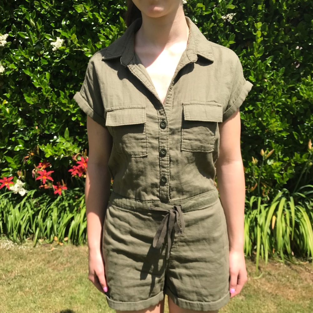 Sun & Shadow Army Green Romper